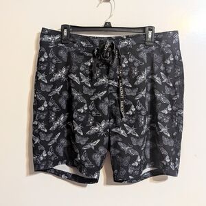 BlackCraft Cult Deaths Head Moth Board Shorts Swim Trunks - Size 34 - Goth